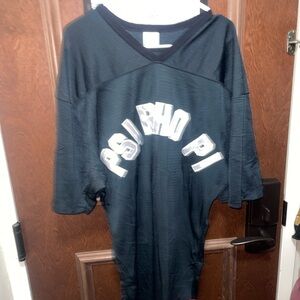 PSI RHO PI Black Oversized Graphic Jersey with White Lettering Fraternity